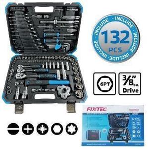 132-Piece Socket & Tool Set (1/4", 3/8", 1/2" Drive) - Fixtec
