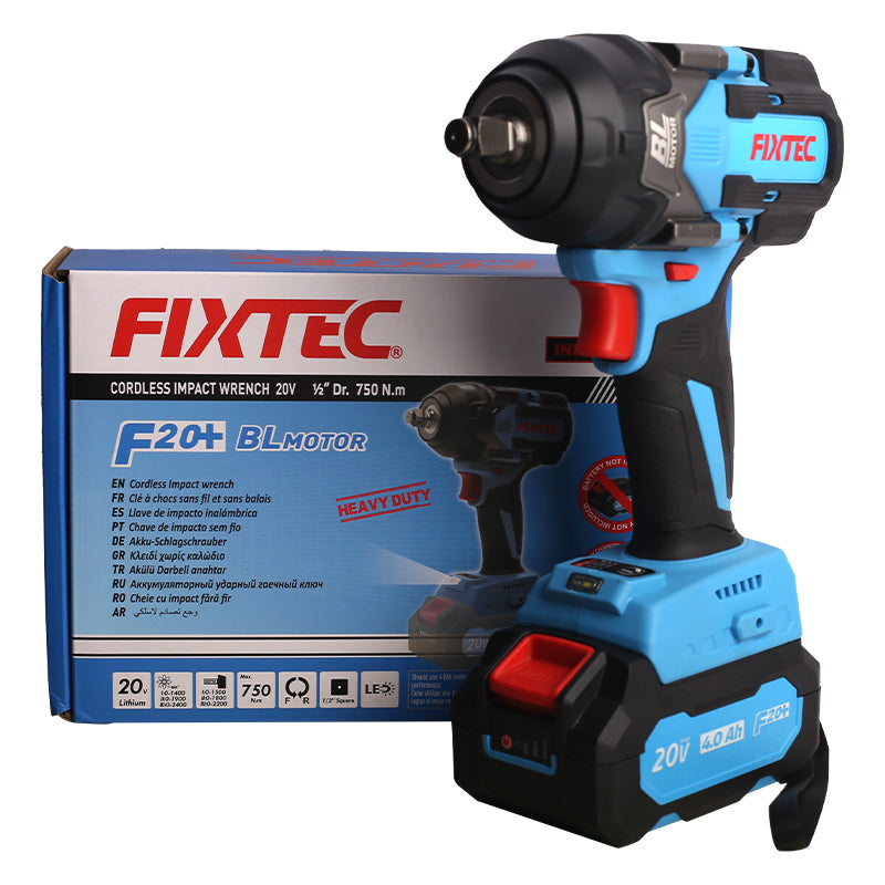 20V Cordless Brushless Impact Wrench 1/2" (750Nm, Kit) - Fixtec