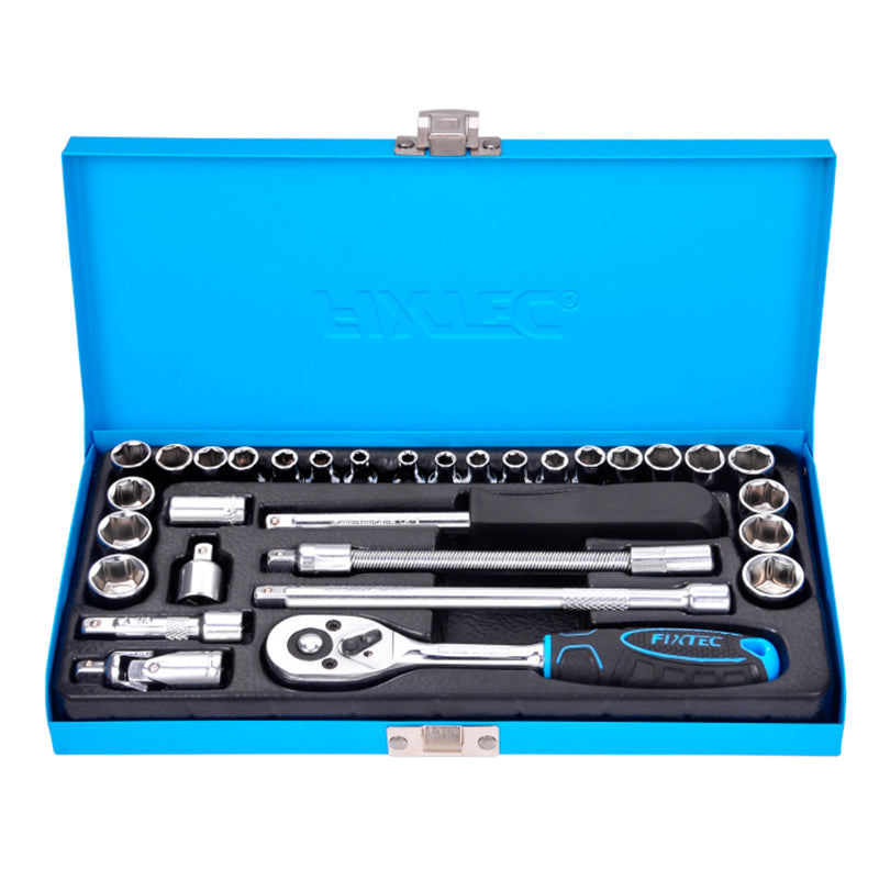 31-Piece 1/4" Drive Socket Set (Metric & SAE) - Fixtec