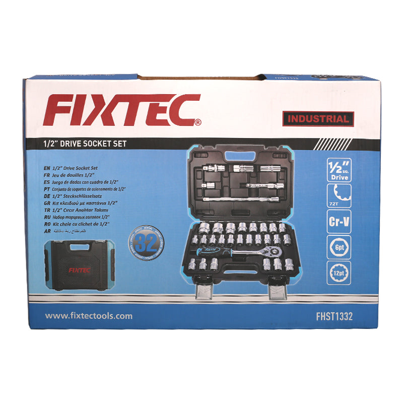 32-Piece 1/2" Drive Socket Set - Fixtec