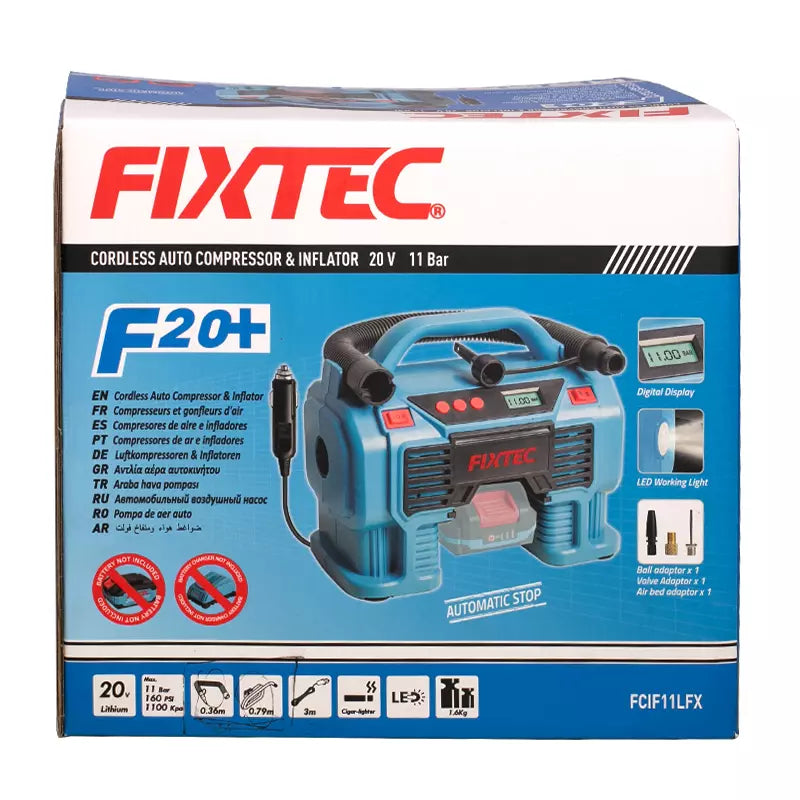 20V Cordless Handheld Tire Inflator – 160 PSI Dual-Power Air Pump with LCD Display - Fixtec